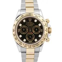 ROLEX DAYTONA BLACK DIAMOND TWO-TONE 18K YELLOW GOLD STAINLESS STEEL 116503