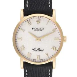 ROLEX CELLINI CLASSIC YELLOW GOLD IVORY ANNIVERSARY DIAL MENS WATCH 5115 CARD