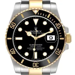 ROLEX SUBMARINER STEEL YELLOW GOLD BLACK DIAL MENS WATCH 116613 BOX CARD
