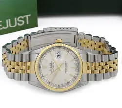 Rolex OP Datejust Mens Two-Tone Watch Ref 16013 Silver Dial 36mm #W124193-1