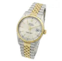 Rolex OP Datejust Mens Two-Tone Watch Ref 16013 Silver Dial 36mm #W124193-1