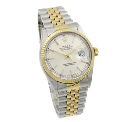 Rolex OP Datejust Mens Two-Tone Watch Ref 16013 Silver Dial 36mm #W124193-1