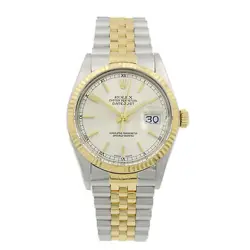 Rolex OP Datejust Mens Two-Tone Watch Ref 16013 Silver Dial 36mm #W124193-1