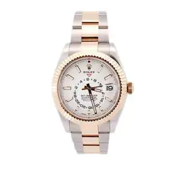 ROLEX SKY-DWELLER 42MM WHITE DIAL WATCH 326933 YG