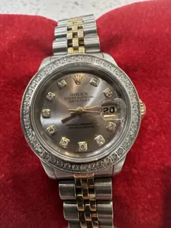 ROLEX LADIES OYSTER PERPETUAL DATE JUST DIAMOND DIAL 18K GOLD / SS JUBILEE BAND