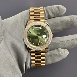 ROLEX DAY-DATE 40MM OLIVE DIAL WATCH 228235 ROSE GOLD