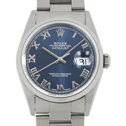 ROLEX DATEJUST 16200 BLUE ROME U NUMBER SECOND HAND MENS