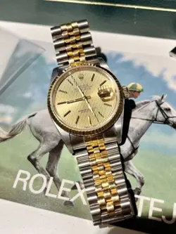 ROLEX DATEJUST 36MM TWO TONE TAPESTRY DIAL 16233