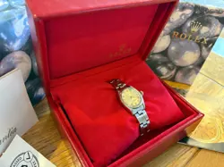 ROLEX OYSTER PERPETUAL LADIES WATCH_GOLD DIAL & DIAMOND MARKERS_SERVICED