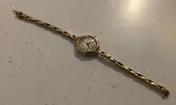 LADIES ART DECO 9CT GOLD TUDOR ROLEX MECHANICAL WATCH WORKING 9CT BRACELET STRAP