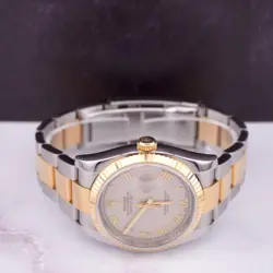 Rolex Mens Datejust 36mm 18K & Steel Ivory Pyramid Watch Oyster Fluted 116233