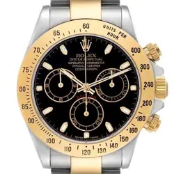 ROLEX DAYTONA STEEL YELLOW GOLD BLACK DIAL MENS WATCH 116523