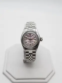 ESTATE $8000 ROLEX OYSTER PERPETUAL PINK  MOP DIAMOND SS LADIES WATCH SERVICED