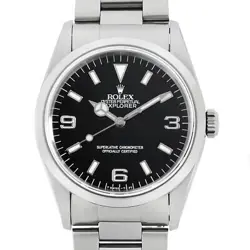 ROLEX EXPLORER I 14270 BLACK W NUMBER SECOND HAND MENS
