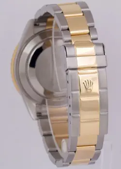 ROLEX SUBMARINER DATE 40MM BLACK TWO-TONE 18K GOLD NO-HOLES STEEL WATCH 16613