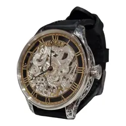 VINTAGE MEN'S WATCH, SWISS SKELETON WATCH 48MM, ROLEX POCKET WATCH MOVEMENT 1925