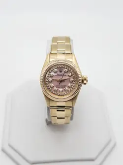 $20,000 ROLEX OYSTER PERPETUAL PINK MOP DIAMOND 14K YELLOW GOLD LADIES WATCH WTY