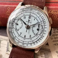 Rolex Chronograph Men's Wristwatch 1950 Manual Winding Blue Analog 34mm Working