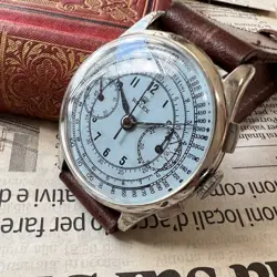 Rolex Chronograph Men's Wristwatch 1950 Manual Winding Blue Analog 34mm Working