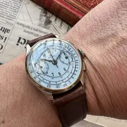 Rolex Chronograph Men's Wristwatch 1950 Manual Winding Blue Analog 34mm Working