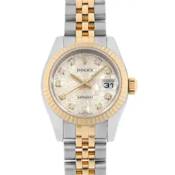 ROLEX DATEJUST 10P DIAMOND 179173G SILVER CARVING COMPUTER V NUMBER SECOND H...