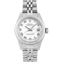 ROLEX DATEJUST 79174 WHITE ROMAN 5 ROW JUBILEE BRACELET F NUMBER SECOND HAND...