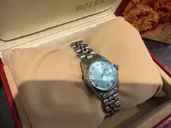 ROLEX OYSTER PERPETUAL, LADIES WATCH 26mm, TIFFANY BLUE DIAL, JUBILEE, BOX SET