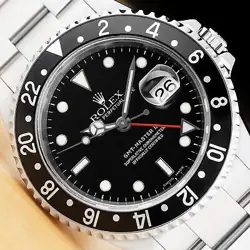 2002 ROLEX MENS GMT MASTER II 16710 BLACK DIAL 40MM STAINLESS STEEL DATE WATCH