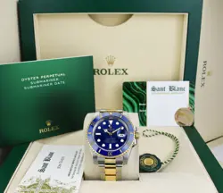 ROLEX - 18KT GOLD & STAINLESS STEEL SUBMARINER BLUE DIAL 116613LB - SANT BLANC
