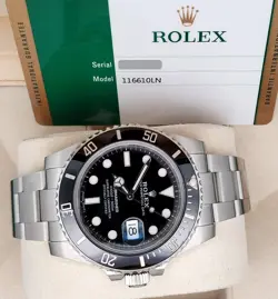 2018 ROLEX SUBMARINER DATE 40MM BLACK DIAL STEEL WATCH 116610LN BOX PAPERS