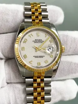 Rolex Datejust 116233 Arabic Jubilee Dial 18K Yellow Gold Steel Partial STICKERS