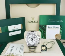 ROLEX 40MM STAINLESS STEEL DAYTONA WHITE DIAL W/ CARD 116520 SANT BLANC