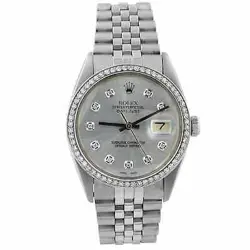 ROLEX DATEJUST STAINLESS STEEL 36MM FACTORY DIAMOND DOT DIAL WATCH 16014