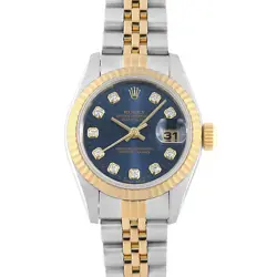 ROLEX DATEJUST 10P DIAMOND 69173G BLUE U NUMBER SECOND HAND WOMEN