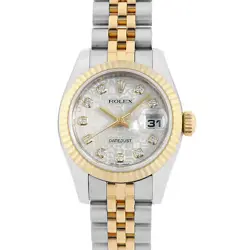 ROLEX DATEJUST 10P DIAMOND 179173G SILVER CARVING COMPUTER M NUMBER SECOND H...