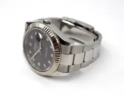 ROLEX DATEJUST II 116334 STAINLESS WRISTWATCH RHODIUM DIAMOND DIAL - 41MM