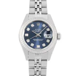 ROLEX DATEJUST 10P DIAMOND 79174G BLUE Y NUMBER SECOND HAND WOMEN