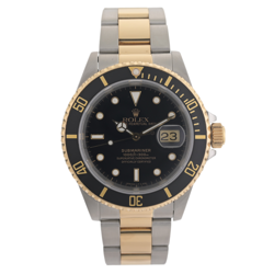 1989 ROLEX SUBMARINER DATE 16613 BLACK 18K GOLD MEN'S WATCH