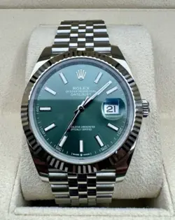2023 ROLEX DATEJUST 41 126334 MINT GREEN FLUTED JUBILEE WATCH