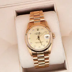 ROLEX PRESIDENT DATEJUST 31MM FACTORY DIAMOND DIAL YELLOW GOLD WATCH 68278