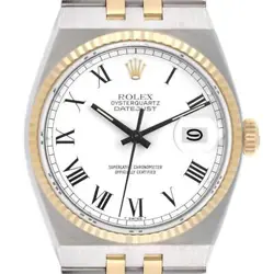 ROLEX OYSTERQUARTZ DATEJUST STEEL YELLOW GOLD BUCKLEY DIAL WATCH 17013