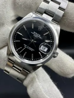 2000 ROLEX DATE 15200 STAINLESS STEEL WATCH OYSTER BLACK DIAL 34MM WATCH
