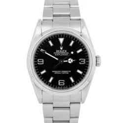PAPERS ROLEX EXPLORER I BLACK 36MM OYSTER STAINLESS AUTOMATIC WATCH 14270 BOX