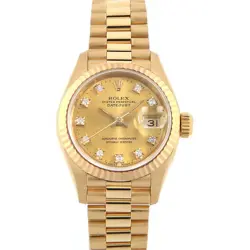 ROLEX DATEJUST 10P DIAMOND 69178G CHAMPAGNE GOLD E NUMBER SECOND HAND WOMEN
