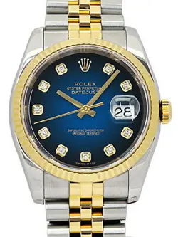 USED ROLEX DATEJUST 116233G BLUE CASE: 36MM BAND: 19CM MEN'S WATCH #101623