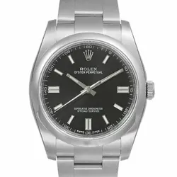 USED ROLEX OYSTER PERPETUAL 116000 BLACK CASE: 36MM×36MM MEN'S WATCH #1011223