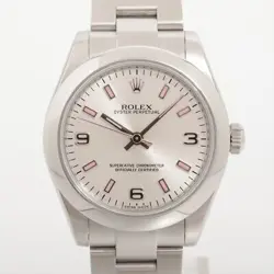 ROLEX OYSTER PERPETUAL 177200 SS AT SILVER-FACE 2 EXTRA LINKS