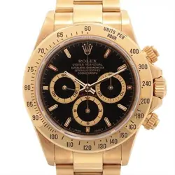 ROLEX DAYTONA 16528 YG AT BLACK DIAL