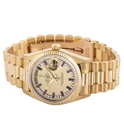 Rolex Day Date 18038LR 10P Baguette Cut Ruby Milliard Dial #RI040