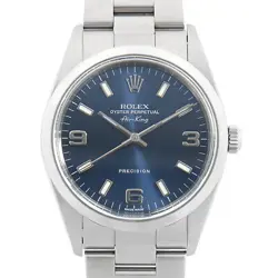 ROLEX AIR KING 14000M BLUE 369 WHITE BAR K NUMBER SECOND HAND MENS